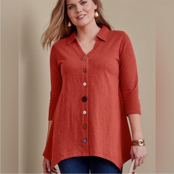 Soft surroundings women’s medium eclectic button down‎ blouse - Picture 7 of 7